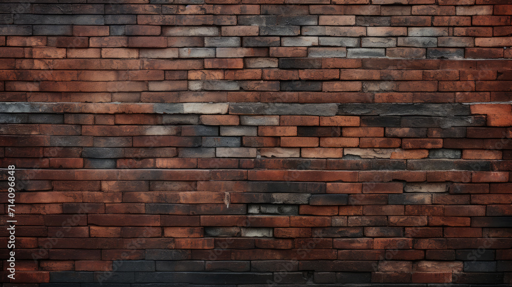 Brick wall background, black bean color grunge texture or pattern for design. Generative ai Brick wall background, black bean color grunge texture or pattern for design. Generative ai