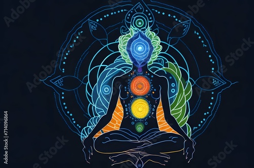 Spiritual development by chakras, human energy chakra mind, body and soul meditation