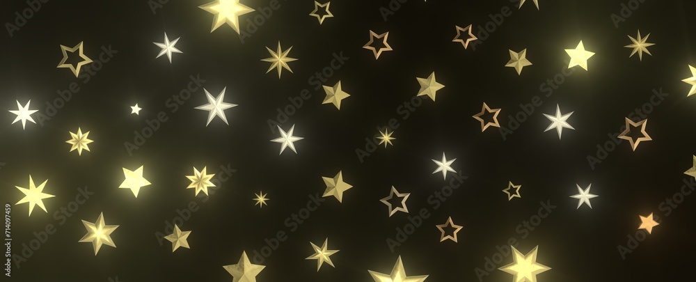 Festive Celestial Cascade: Mesmerizing 3D Illustration of Descending Christmas Stars Festive Celestial Cascade: Mesmerizing 3D Illustration of Descending Christmas Stars