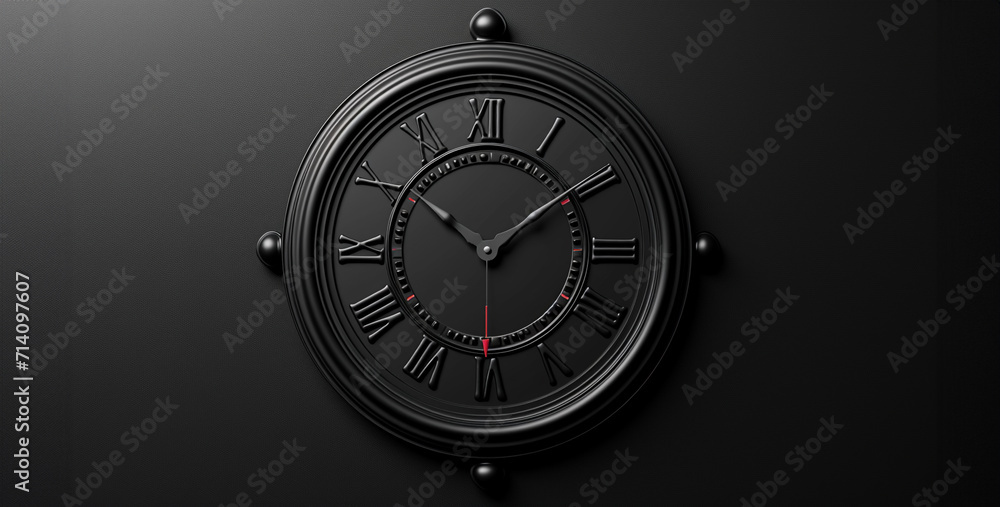 3d rendering of a black clock on a dark background. Time concept 3d rendering of a black clock on a dark background. Time concept