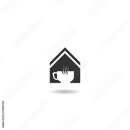 Coffee shop icon. Tea shop icon with shadow