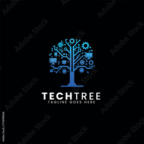 Technology Tree Logo design with Tree