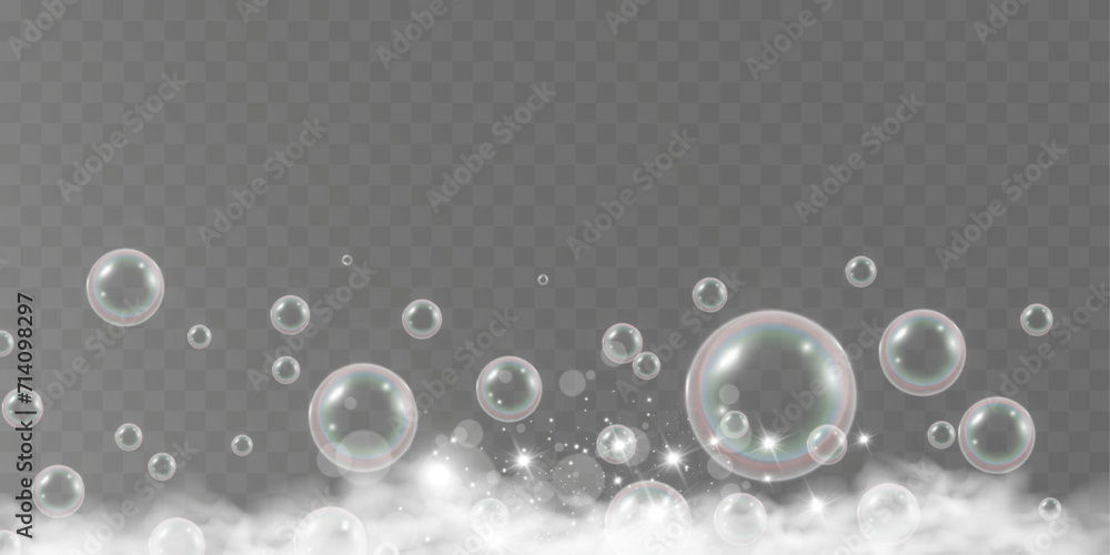 Air bubbles.Soap foam vector illustration on a transparent background.
Air bubbles.Soap foam vector illustration on a transparent background.