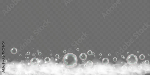 Air bubbles.Soap foam vector illustration on a transparent background.	
