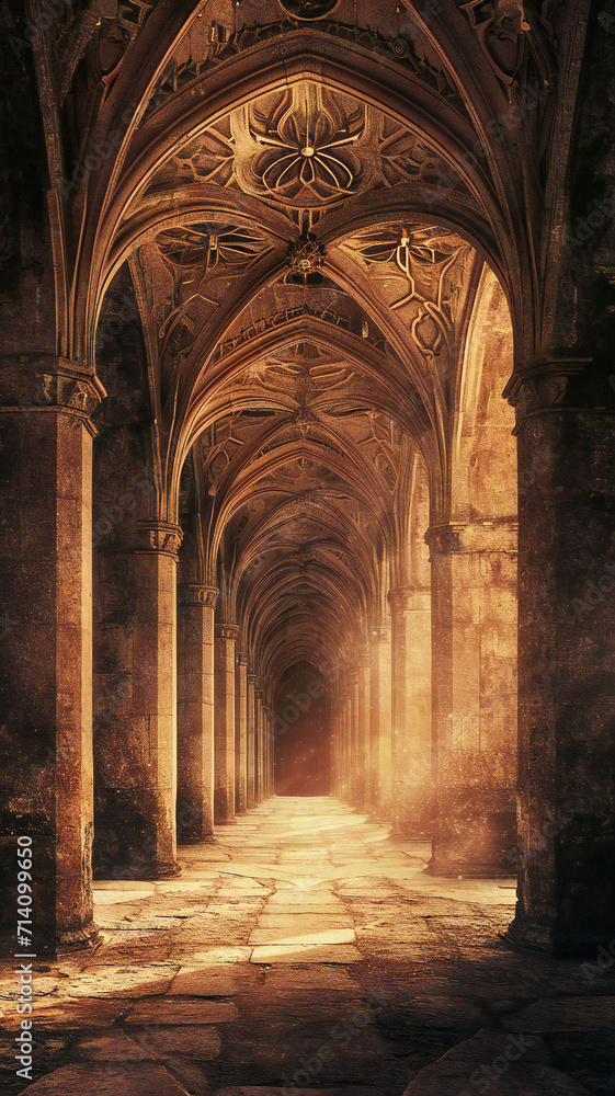 Obraz premium Fantasy architecture concept of gothic arch structure
