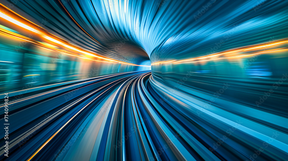 Acceleration speed on the railroad. Light and stripes fast motion blur. Acceleration speed on the railroad. Light and stripes fast motion blur.