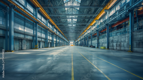 Hall inside a large industrial building bottom view