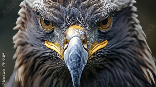 A close-up photo of an eagle. Macro portrait of an eagle.