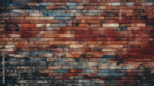 Brick wall background  gloomy colors grunge texture or pattern for design. Generative ai