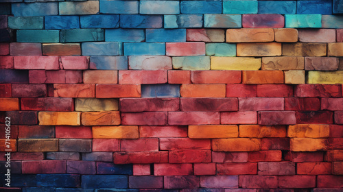 Brick wall background, jazzy colors grunge texture or pattern for design, wallpaper. Generative ai