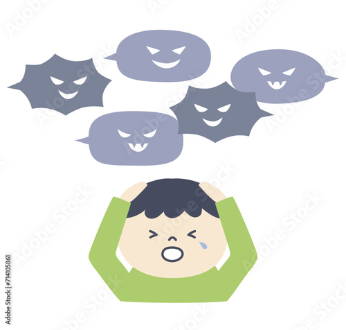 誹謗中傷に傷付く人物のイラスト