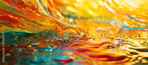 Vibrant spill of oil on the floor