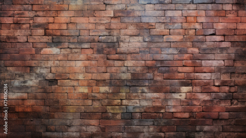 Brick wall background, muted colorful grunge texture or pattern for design. Generative ai