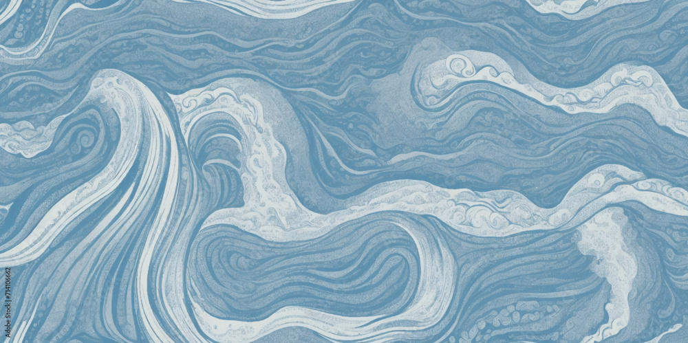 Obraz premium Abstract vector ocean wave soft blue and white background. Seamless pattern with blue waves.