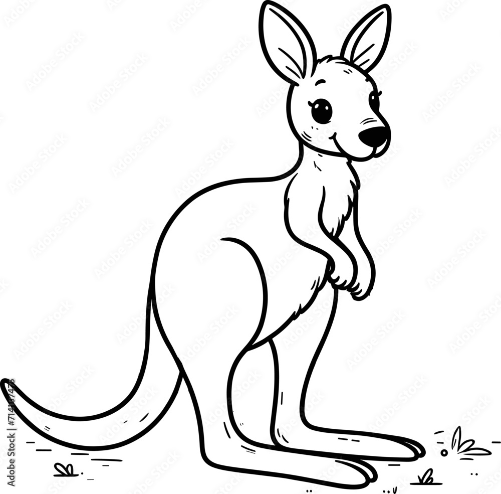Naklejka premium kangaroo illustration for coloring book