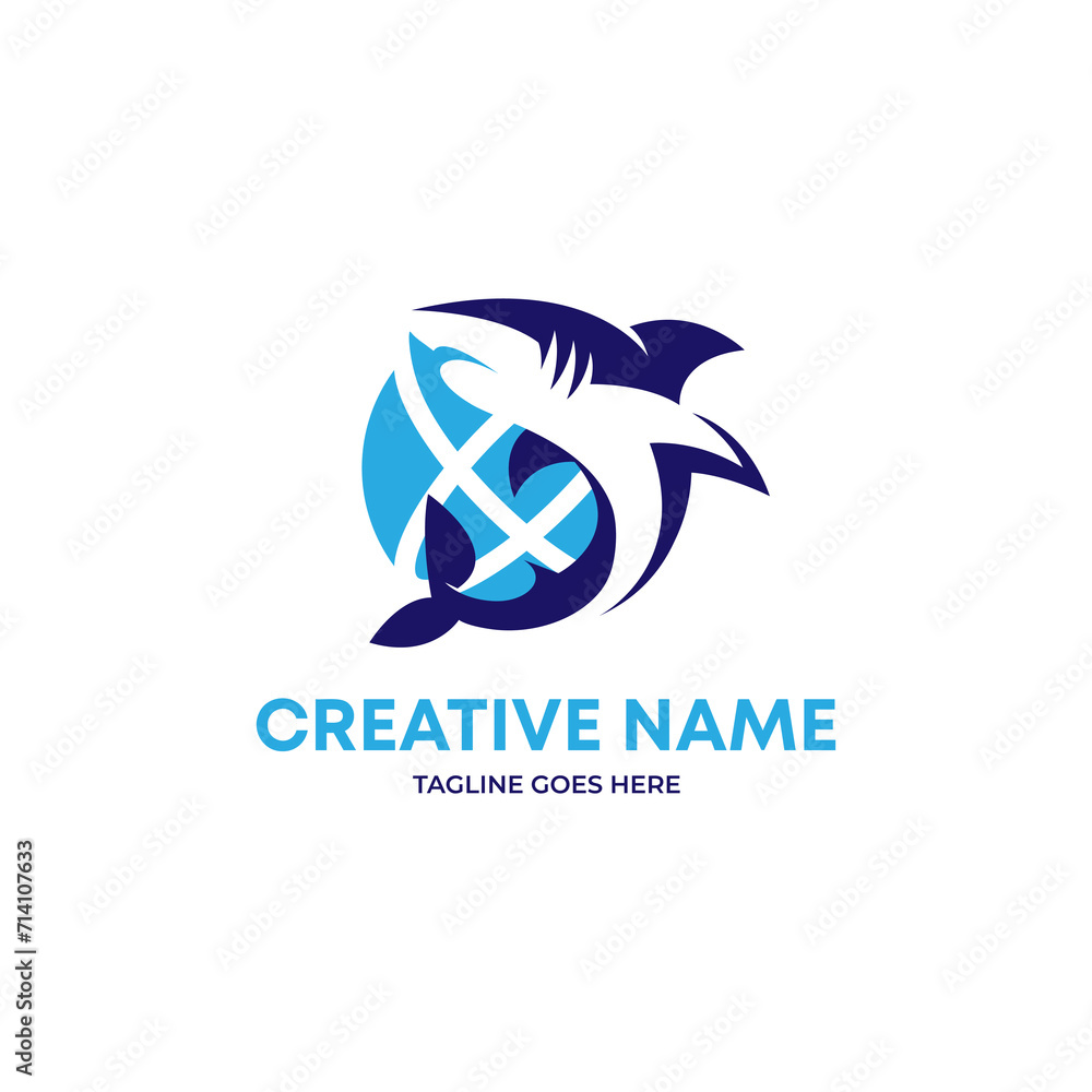 Global Shark logo design vector isolated illustration template Global Shark logo design vector isolated illustration template