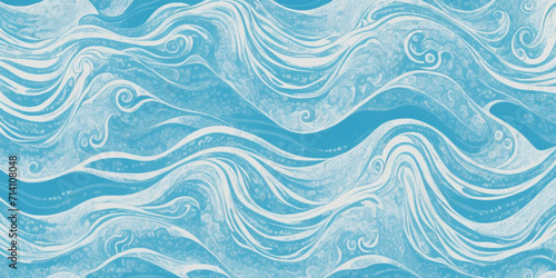 Abstract surface ocean water wave, seamless blue water ocean wave background. Blue water ocean surfing wave.