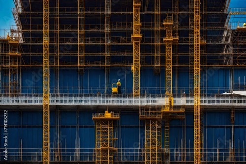 Construction site with crane of a building.