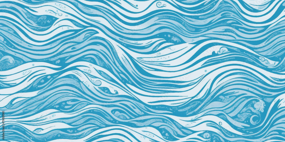 Obraz premium Abstract surface ocean water wave, seamless blue water ocean wave background. Blue water ocean surfing wave.
