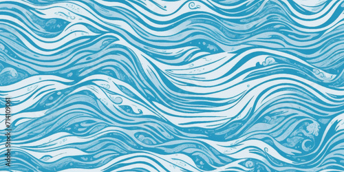 Abstract surface ocean water wave, seamless blue water ocean wave background. Blue water ocean surfing wave. © Vactor Viky