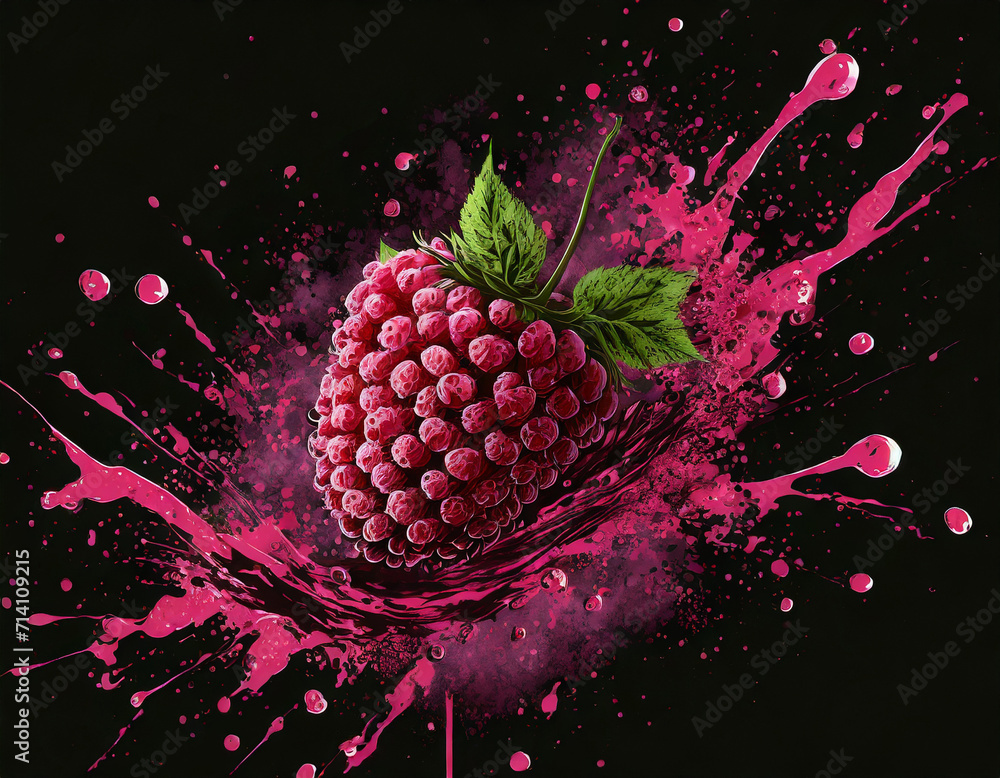 Sparkling Raspberry Visual Raspberry digital concept illustration water spread on digital art ...