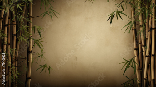 Brown old grunge wall bamboo background  text space