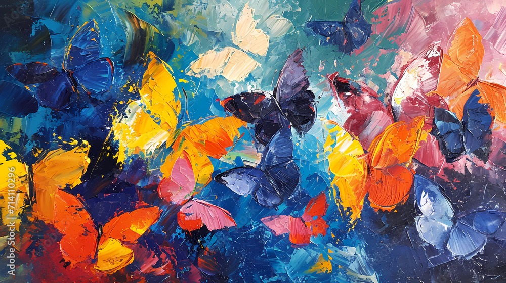Fototapeta premium abstract watercolor painting of butterflies
