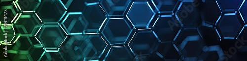 Geometric blue abstract background with hexagons photo