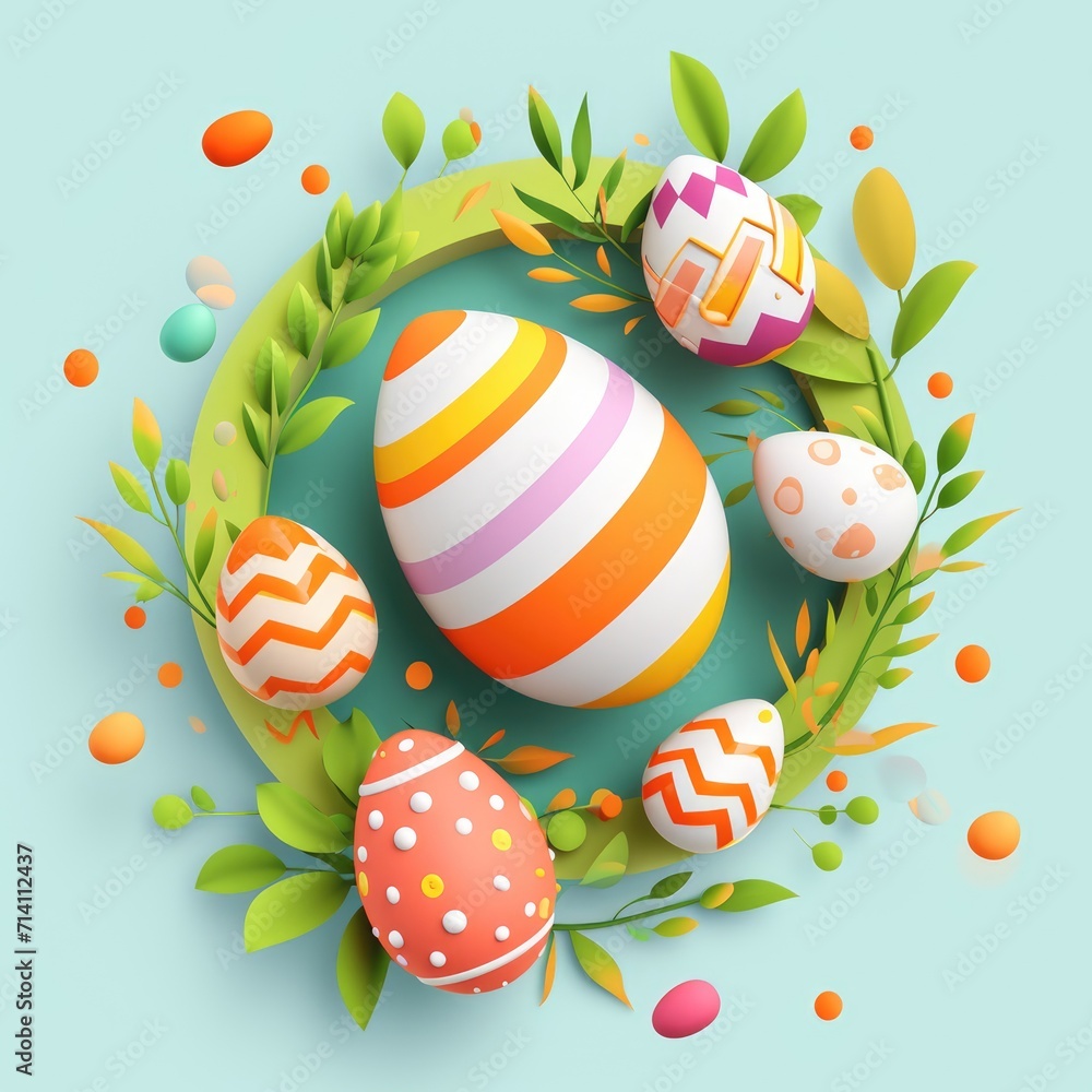 Happy Easter day. Holiday Easter 3d design card Happy Easter day. Holiday Easter 3d design card