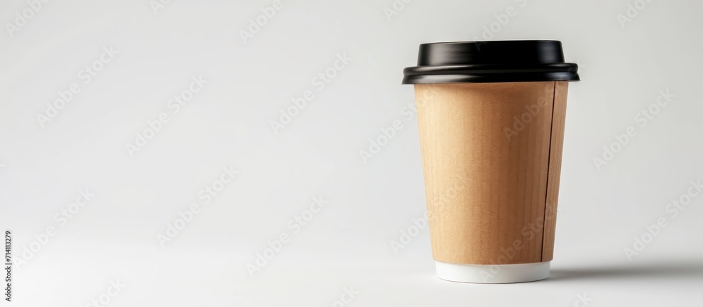Isolated white background for hot beverage to go in brown Kraft paper cup. Isolated white background for hot beverage to go in brown Kraft paper cup.