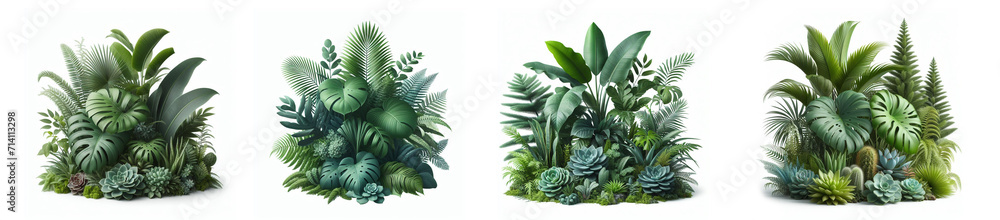 Group of background tropical green leaves texture isolated on white background Group of background tropical green leaves texture isolated on white background