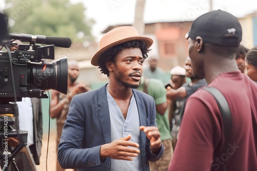 African Actors Interacting with Director may receive directions or instructions for a particular scene