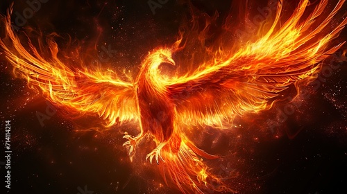 Flying fire phoenix made with Ai generative technology © Jixster