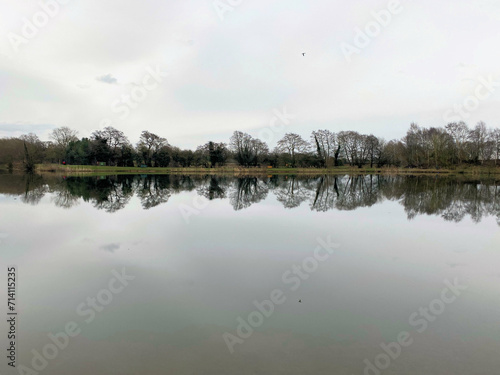 A view of Alderford Lake in Shropshire in the winter