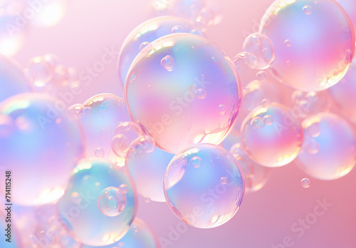 Beautiful Transparent Shiny Pink Soap Bubbles Background