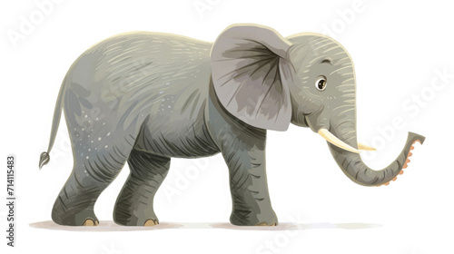 large elephant with trunk and tusks  drawn illustration  profile