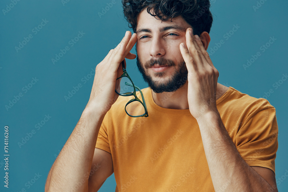 Naklejka premium Person man face guy background young adult portrait