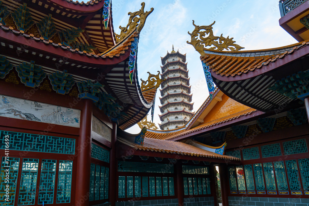 Close ups of temples and pagoda architecture, Xichan Temple in Fuzhou, China Close ups of temples and pagoda architecture, Xichan Temple in Fuzhou, China