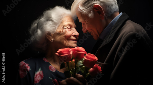 A heartwarming photograph of an elderly couple sharing a loving, peaceful moment after a lifetime together, a scene that radiates the depth of their enduring love © Игорь Зубченко