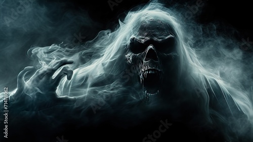 Scary halloween skull ghost made with Ai generative technology photo