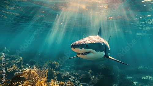 Shark in the sea made with Ai generative technology
