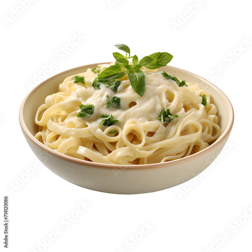Boiled spaghetti in a disposable plate on png background