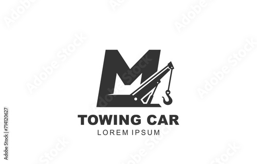 M Letter Towing Car logo template for symbol of business identity