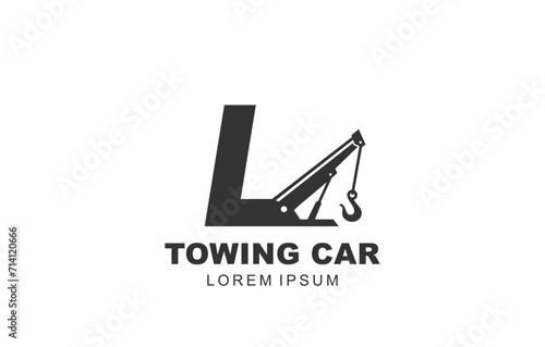 L Letter Towing Car logo template for symbol of business identity