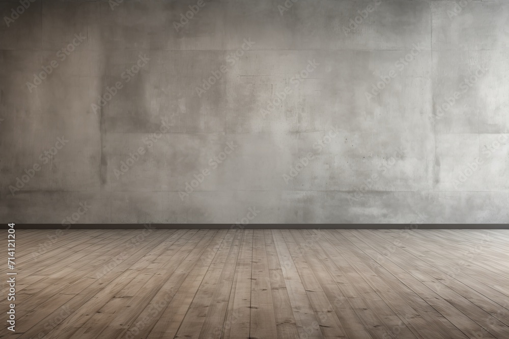 Gray concrete empty wall for your text or product product presentation with copy space, room mockup, brown parquet floor Gray concrete empty wall for your text or product product presentation with copy space, room mockup, brown parquet floor