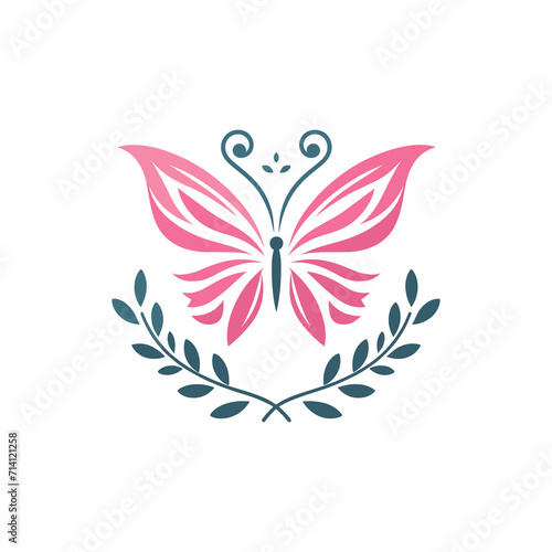 A butterfly logo with a circle around it