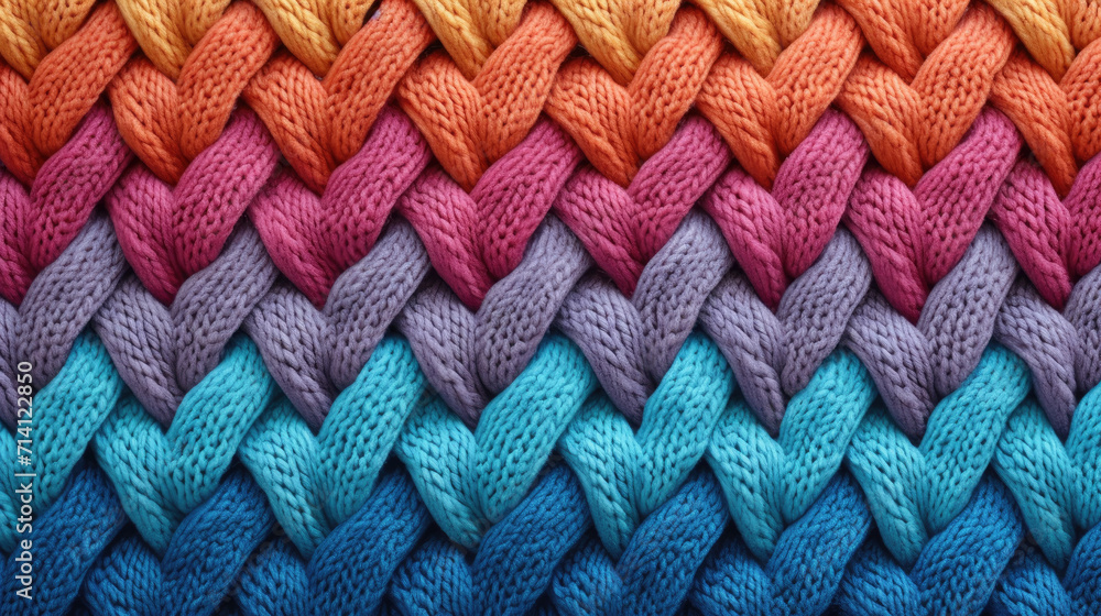 Colorful knitted wool rope pattern background