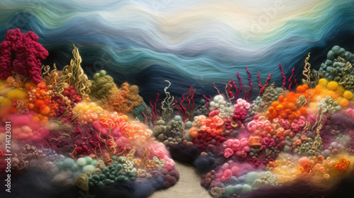 Colorful landscape felted texture background