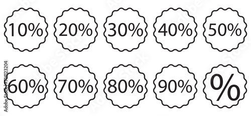 sale badge vector icon . percent price tag . special offer . discount . isolated transparent . black outline filled version . Shopping tag, discount coupon, label with percentage symbol, low price