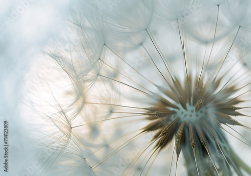 The unearthly beauty of nature: close-up of dandelion seeds, capturing the subtle and fleeting essence of life